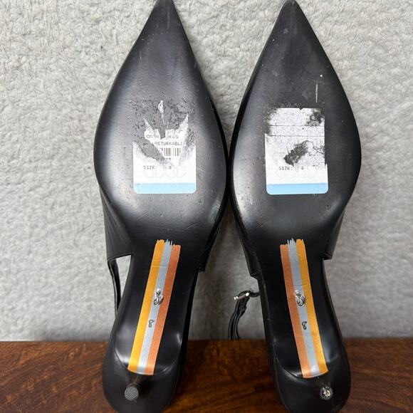 Sam Edelman Fauna Kitten Heels Strappy Black Leather Size 8 Slingback NWOB - Picture 6 of 8